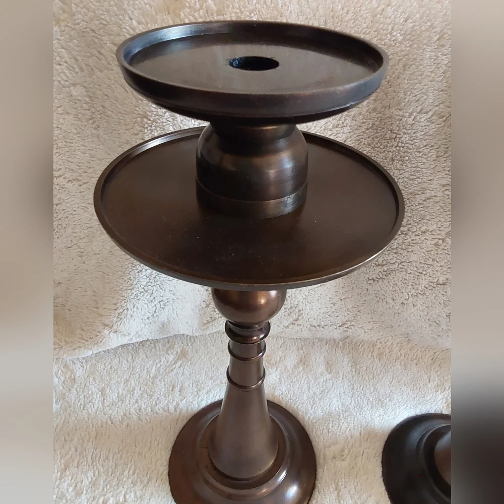 🌺 Pottery Barn Large Brass Candle Holders (2)